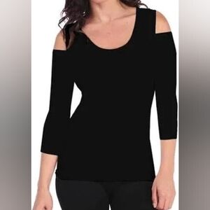 Sarin Mathews Black Cold Shoulder Sweater